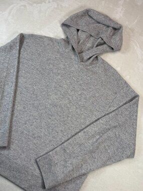 Vince Wool Cashmere Gray Womens Hooded Pullover Knit Sweater Medium